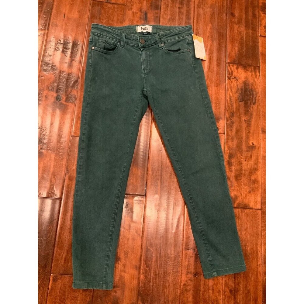 Paige Emerald Green “Skyline Ankle Peg” Skinny Jeans, Size 27